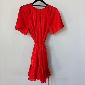 Ted Baker Bright Orange Fluted‎ Mini Dress Size 2/6 NWT